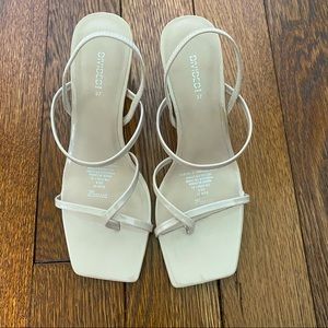 Beige strappy heeled sandals by Divided